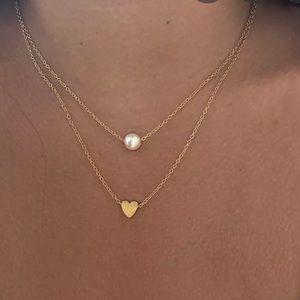 Gold pearl heart necklace 3 for $15